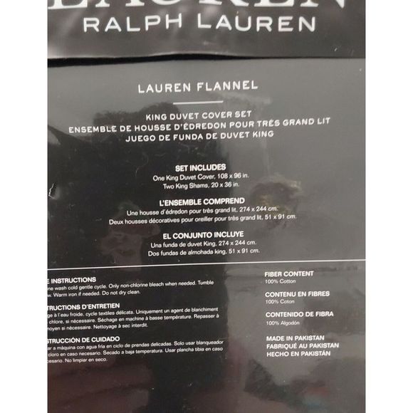 Ralph Lauren LAUREN FLANNEL 100% Cotton Blue BANTRY PAISLEY King Duvet Cover Set - Picture 8 of 10